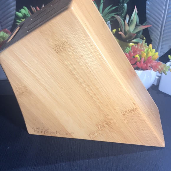 Pampered Chef Small Bamboo Knife Block with instructions - Picture 5 of 6
